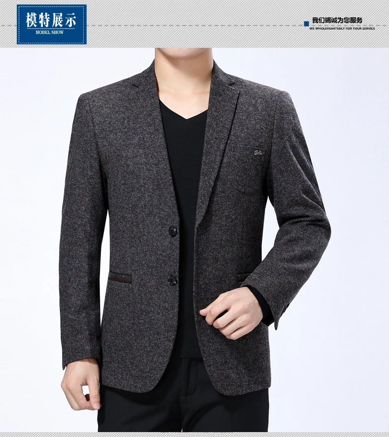 WAEOLSA Men Slim Fit Blazers Woollen Blend Suit Jackets Man  Wool Blazer Hombre Gray Coffee Color Suit Coat Male Costumes et Blazers (3)