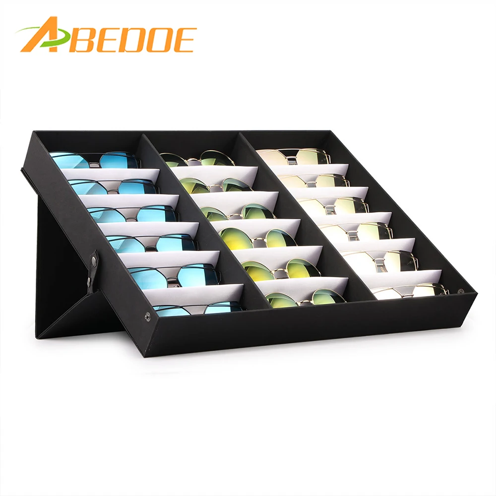 ABEDOE 18 Slot Glasses Storage Box Eyeglass Sunglasses Storage Display