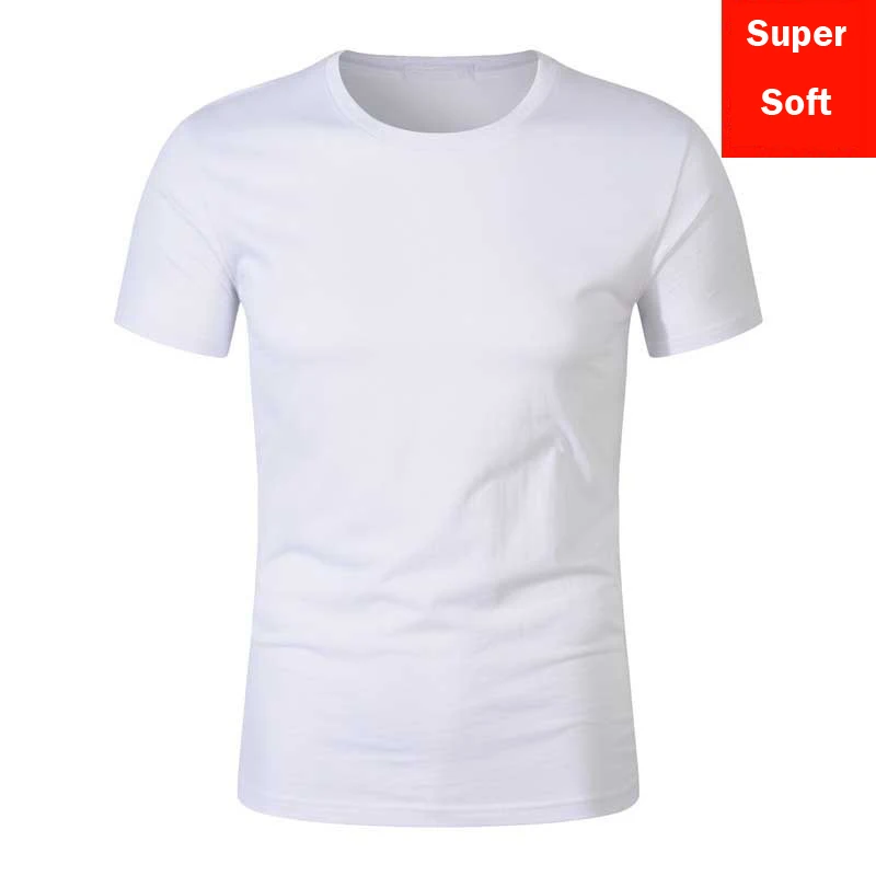 Men's White T-Shirts Short Sleeve Cotton Modal Flexible Basic Casual Tee Shirt Tops (White, Size Options) image 3