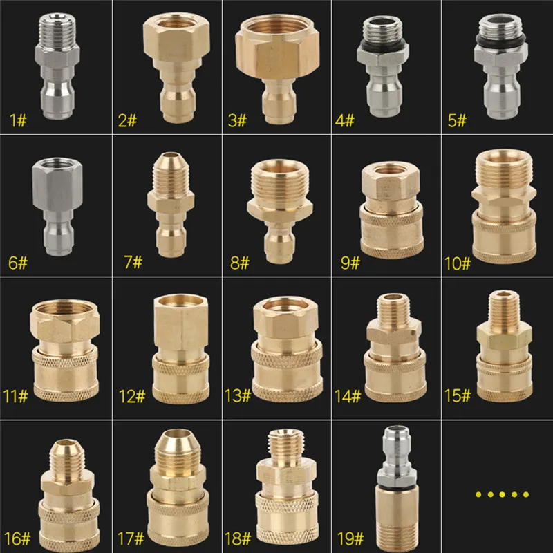 High Pressure Washer Brass Hose Coupler Socket Quick Connect 1/4" Male 