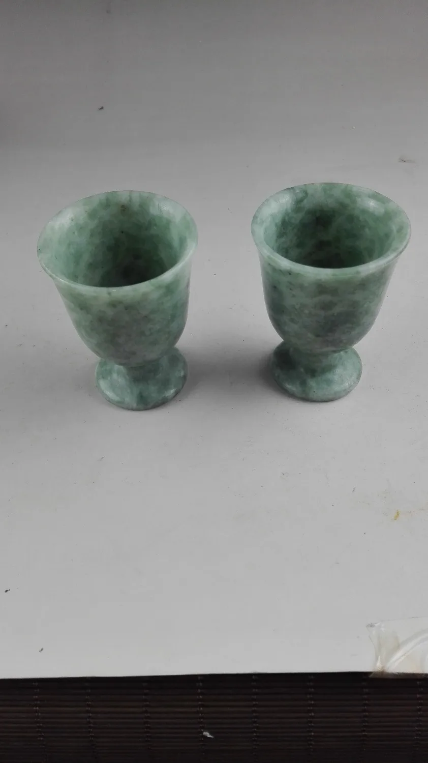Chinese jade cups exquisite natural color hand carved jade wine glass