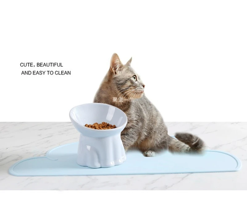 Pet Dog Cat Ceramics Bowl Classical Cervical Health Protective Bowl High Base Water Food Feeder Puppy Kitten Pet Feeding