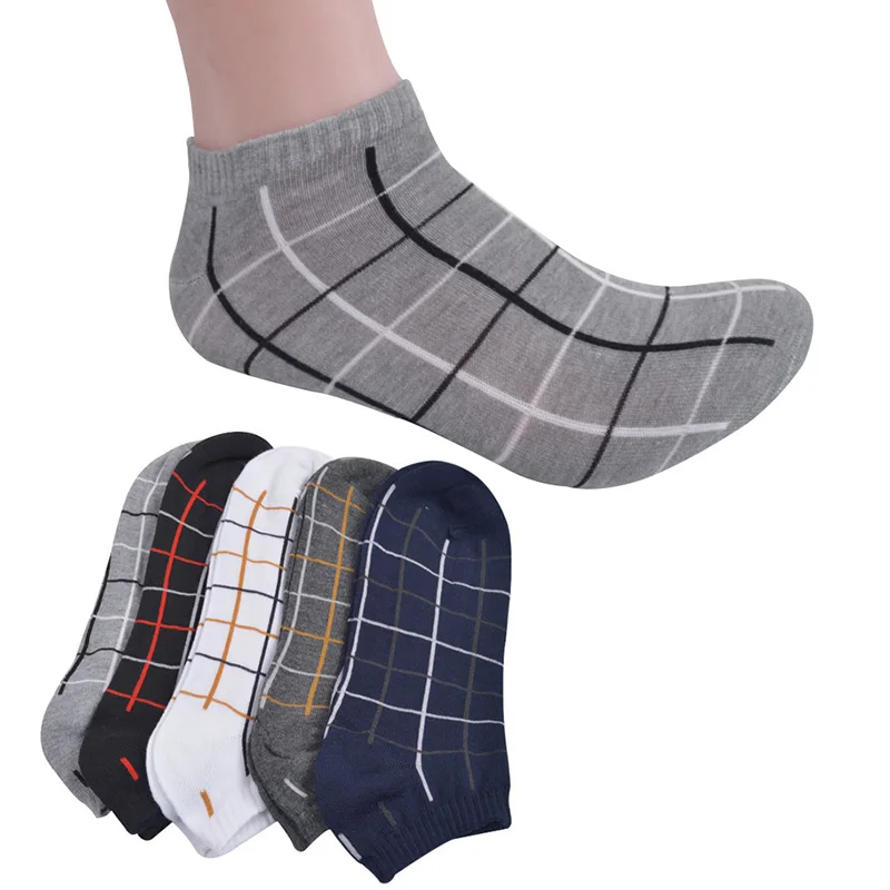 

5 Pairs Men Socks Best Quality Personality Plaid Pattern Vintage Male Ankle Socks Summer Breathable Deodorant Cotton Sock Meias
