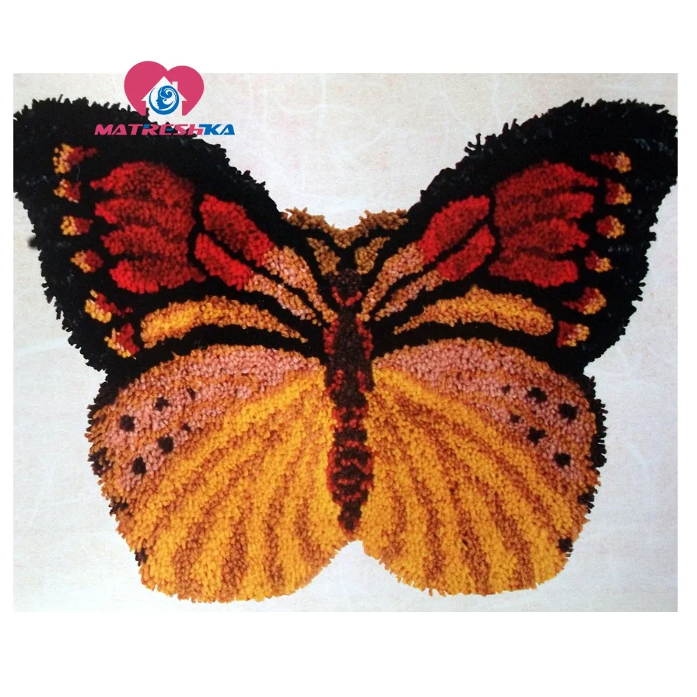 Butterfly latch hook rug kits needlework button package carpet embroidery pillow do it yourself | Дом и сад