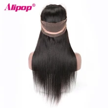 360 кружевное лобовое закрытие бразильские прямые волосы предварительно сорванные 10-24 дюймов Remy человеческие волосы средняя часть 360 Кружева Закрытие ALIPOP