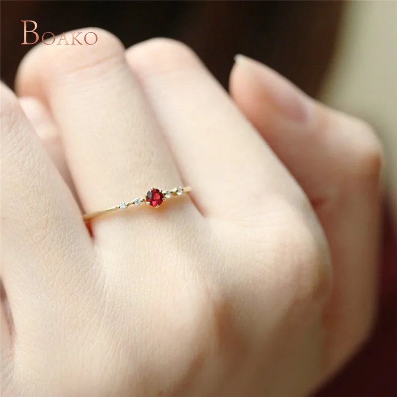 Exquisite Red Crystal Rhinestone Rings for Women Cubic Zirconia Gold Wedding Engagement Rings Anillos Mujer Jewelry 2018 Z4
