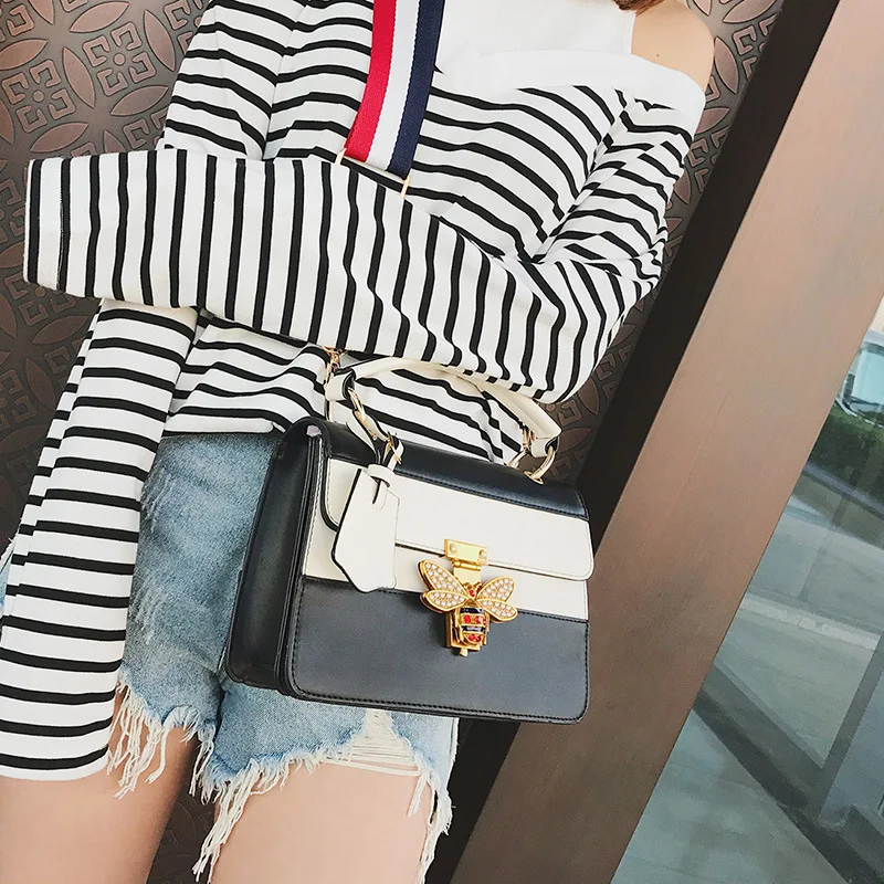 

Bag female new animal pattern small square bag bee bag casual fashion trend slung shoulder PU handbag fashion ladies handbag