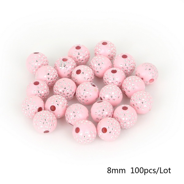 8mm Dots Print Shiny Crystal Acrylic Beads Round Loose Spacer Beads For Jewelry Making DIY Bracelet Necklace