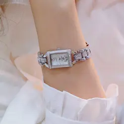 Модные прямоугольная раковина Циферблат Женские часы лучший бренд класса люкс Для женщин часы кварцевые Водонепроницаемый наручные часы