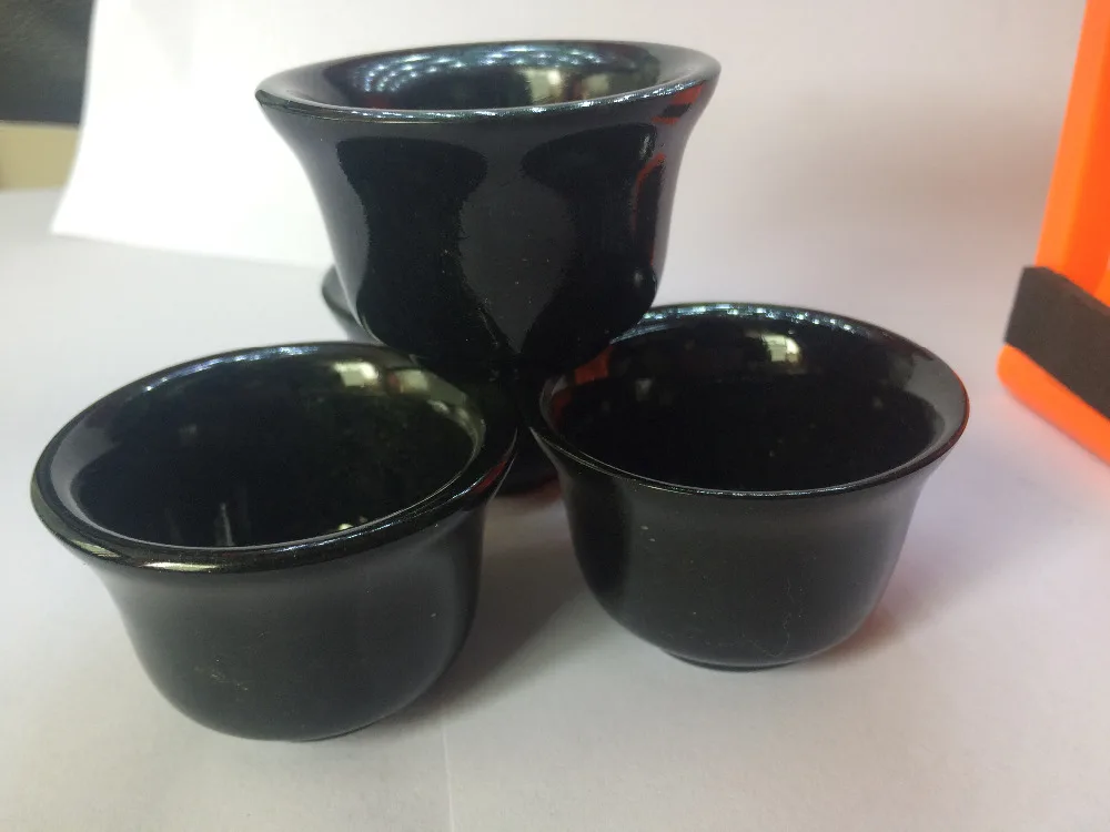 4 шт. натуральный черный нефрит Резные винные чашки чайные чашки маленькая чашка