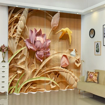 

2020 3D Blackout Curtain Europe Stereoscopic Relief Pink Flowers Pattern Thicken Fabric Princess Room Curtains for Cafe Hotel