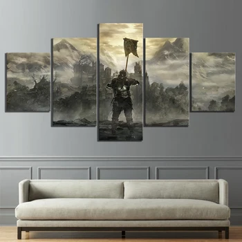 

5 Piece Fantasy Art Game Scene Landscape Poster Paintings Dark Souls 3 Game Poster Canvas Paintings for Home Decor Wall Art