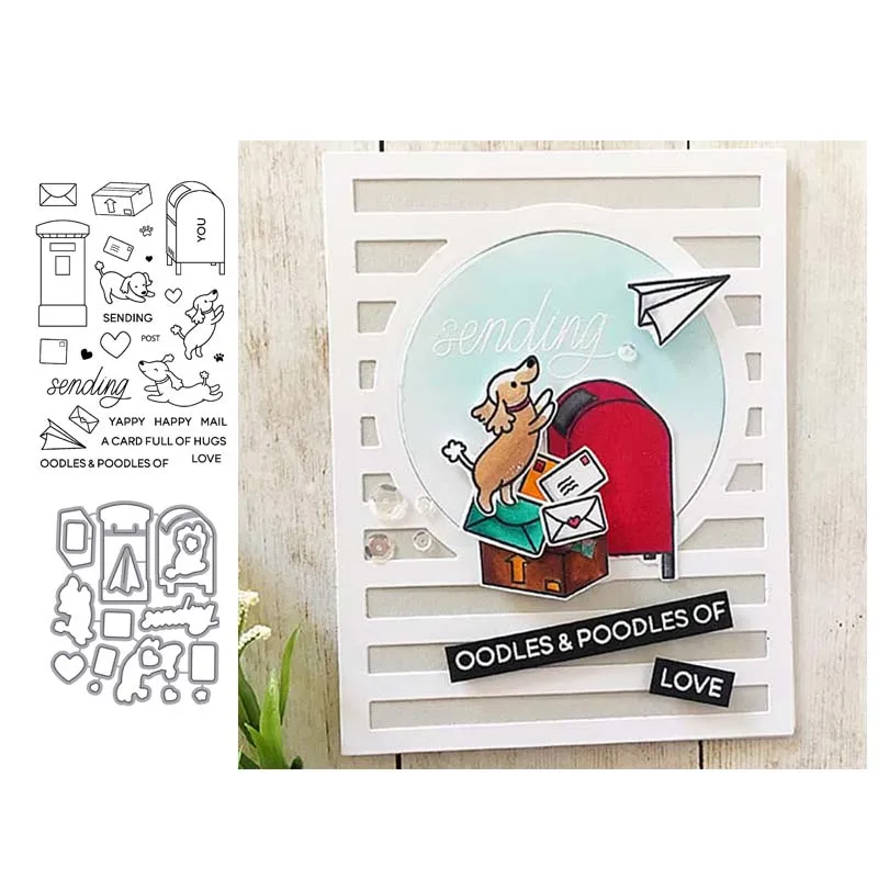 

Dog metal cutting dies and clear stamps for scrapbooking DIY craft decoration soft stamp kids stationery
