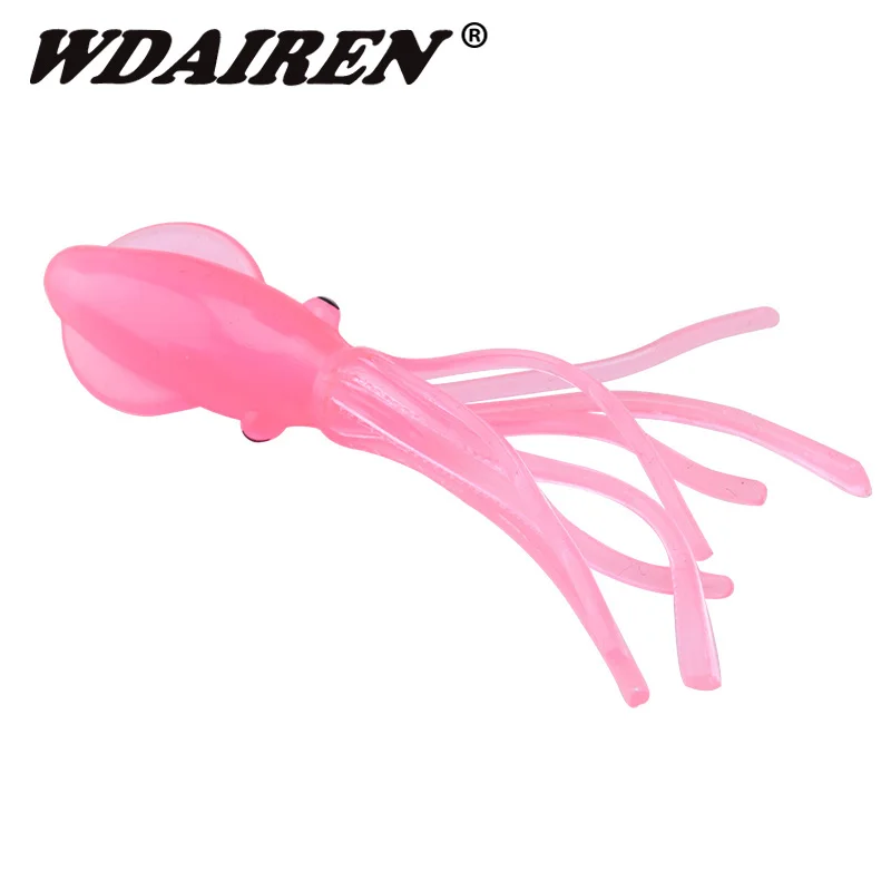 

3Pcs/lot luminous Soft Bait 75mm 3.8g worms Squid fishing Lure Rubber skirt high imitation octopus Fishing tackle WD-159