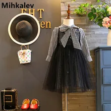 Mihkalev/комплект осенней одежды для маленьких девочек; комплекты одежды с длинными рукавами для детей; футболка+ платье; детский спортивный костюм из 2 предметов для девочек