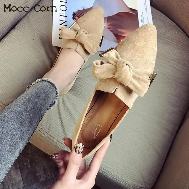

Women Flat Shoes Espadrilles Loafers Plus Size 42 43 Slip On Flats Ballet Flats Suede Bow Casual Ladies Shoes Zapatos Mujer 2019