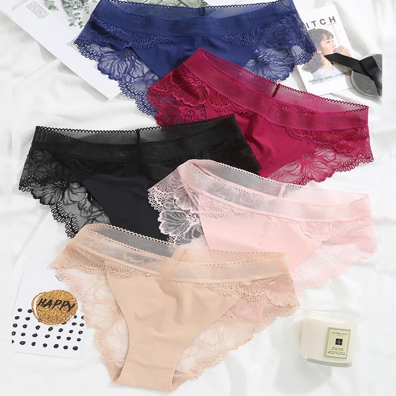 

Women's Plus Size Panties Printed Breathable Underwear Lace Sexy Low Waist Briefs Ice Silk Hollow Out S / M / L / XL Lingerie