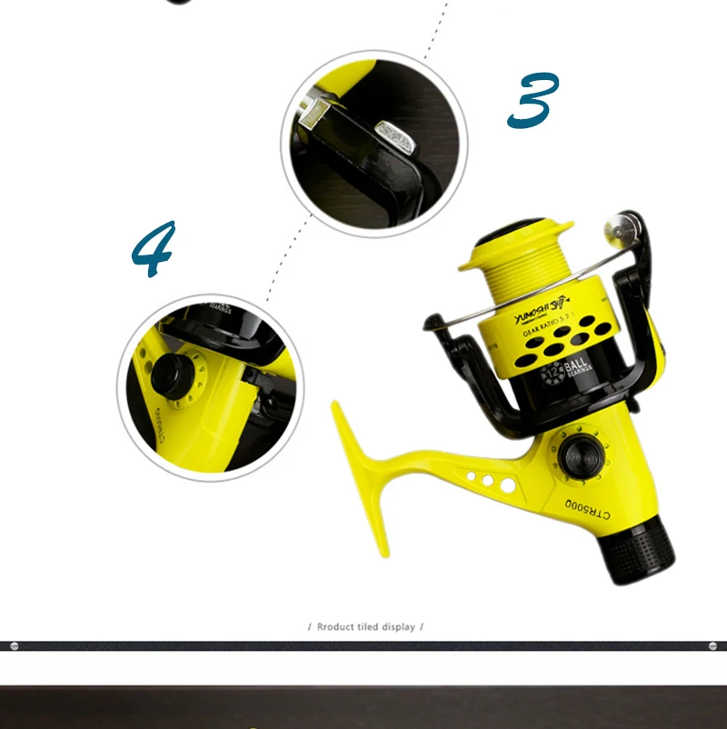 YUMOSHI задний тормоз Летающая рыболовная Катушка 12BB колесо сменная ручка приманка для ловли карпа литая задняя тянущаяся морская спиннинговая катушка