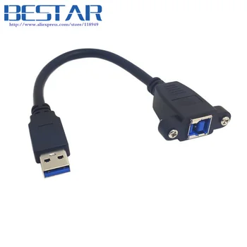 

USB 3.0 A Male to USB3.0 USB 3.0 B Female Adapter Connector Converter Cable 20cm With Screw Panel Mount Holes