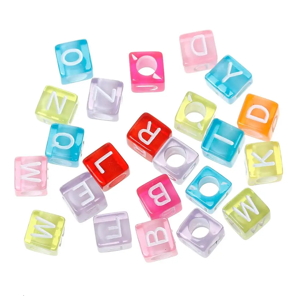 DoreenBeads акриловые разделительные бусины кубики Смешанные Буквы узор прозрачные