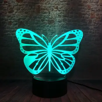 

Luminous Butterfly Animal Model 3D Illusion LED Nightlight 7 Colorful Change Light Desk Decor action & toy figures