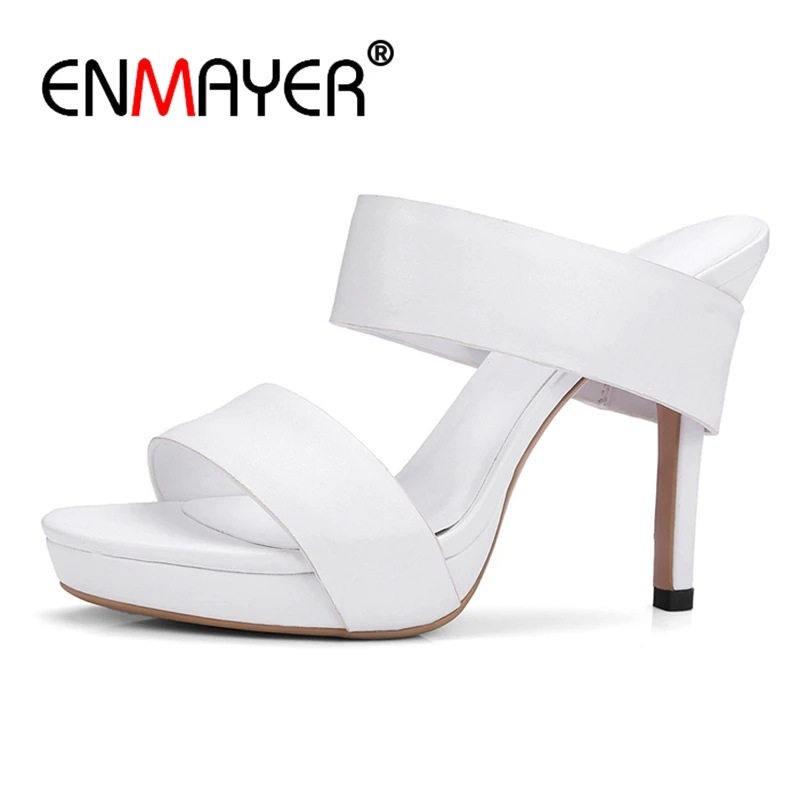 

ENMAYER Casual Slip-On Genuine Leather Sandals Women Summer Shoes Sandalias De Verano Para Mujer Size 34-39 ZYL2732