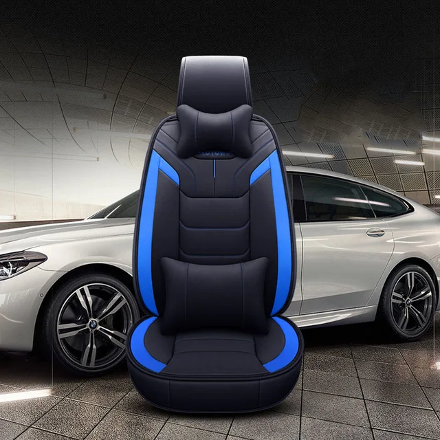 Blue with Pillows Чехол для сиденья автомобиля полный комплект кожа для hyundai genesis getz grand starex i20 i30 i30 i40 ix 25 - Название цвета: Blue with Pillows