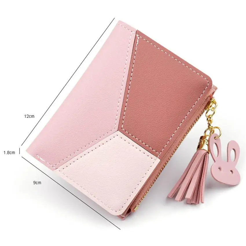 New Arrival Wallet Short Women Wallets Zipper Purse Patchwork Panelled Wallets Trendy Coin Purse Card Holder Leather