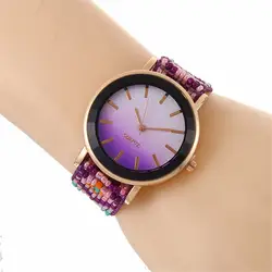 Для женщин Мода кварцевые Круглый наручные часы WatchesBrand Для женщин военные аналоговые кварцевые часы Для женщин Повседневное модные часы 5-