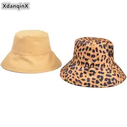 XdanqinX летние женские леопардовые шляпы-ковши двухсторонние носимые модные козырьки складные новые дикие повседневные пляжные шляпы для