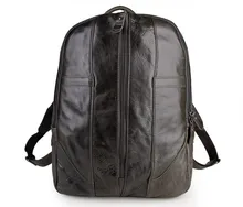 Men’s Travel Bags 100% Genuine Leather Men Backpacks Casual Daypacks Cowhide Leather School Backpack Gray / Brown Color J7244