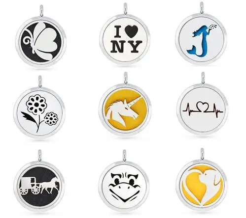

1PCS Unicorn Mermaid Flower Butterfly 30mm Diffuser Magnetic Locket Perfume Necklace Pendant With 1p Free Pad
