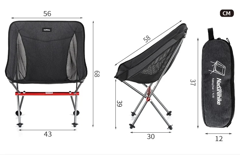 Naturehike Portable Folding Fishing Chair Camping Chair Seat Aluminium Fishing Chair for Outdoor Picnic BBQ Beach Chair