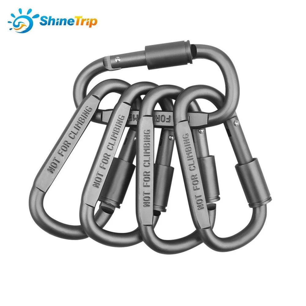 5PCS Aluminium Alloy Travel Carabiners D Type Keychain Backpack Safety