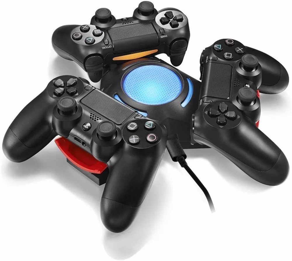 Для Playstation 4 PS4 PRO Slim DualShock 4 Пульты геймпада Зарядное устройство Док-станция Tripple зарядная станция с синий светодиодный