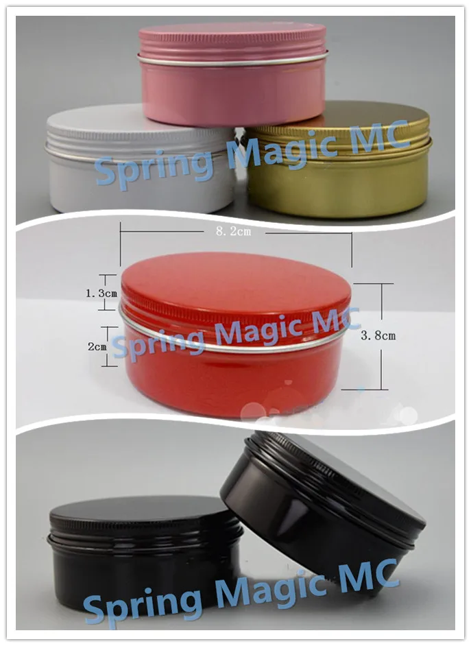 50PCS 150g Pink Gold White Aluminum Cream Jar With screw cap Cosmetic