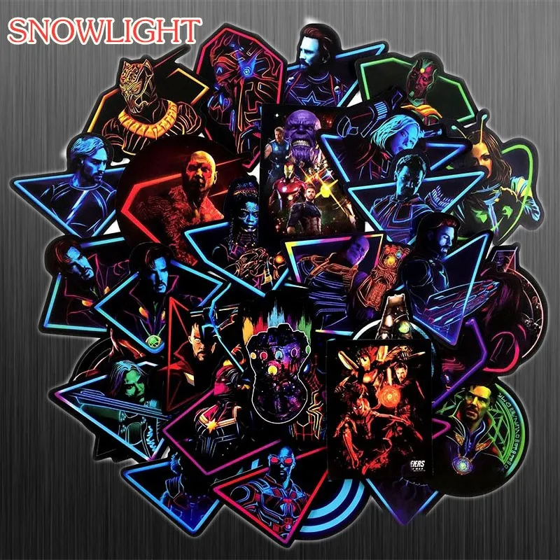 48 Pcs Cartoon Avengers Stickers For Marvel Neon Series For Notebook PC Skateboard Bicycle Motorcycle DIY Waterproof  Sticker