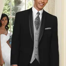 Обычный дизайн черный платье жениха, Держит свадьба / ужин / ну вечеринку / бизнес мужчины костюм( куртка+ брюки+ жилет, Перевязка
