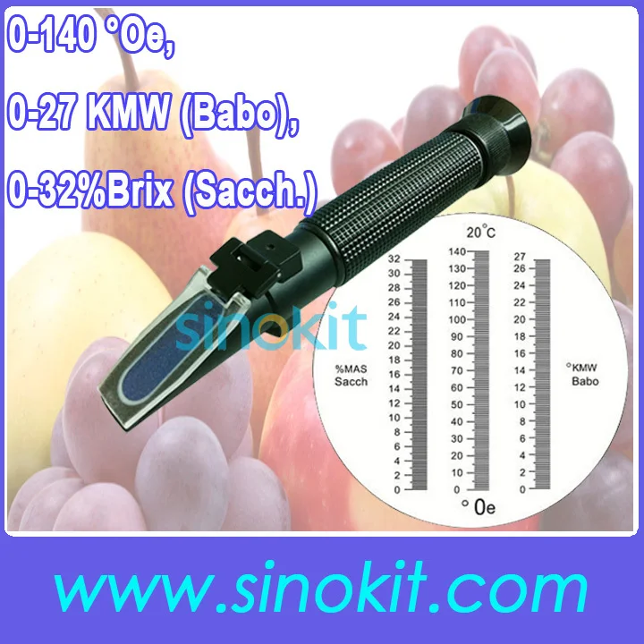 

Free Shipping 3 Function scale Brix 0-32%; OE;KMW;Plastic Material Refractometer P-RHB-32SATC Black Handle