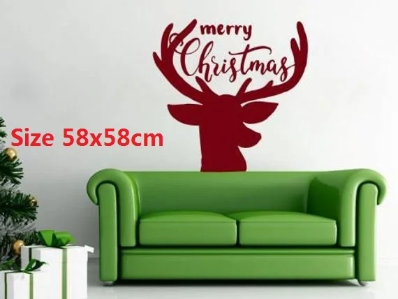 Deer Wall Decals Sticker Merry Christmas Vinyl Decoration Decal Nursery Kids Room Bedroom Living Home Decor 