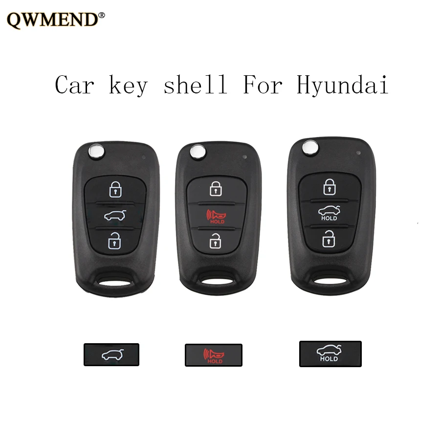 

QWMEND 3Buttons Flip Car Remote Key shell For HYUNDAI VERNA I30 IX35 2008 2009 2010 2011 2012 key Case TOY40 Blade No logo