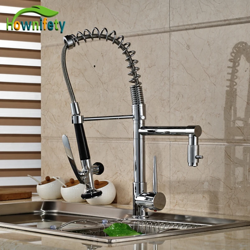 

Chrome Kitchen Single Handle One Hole Faucet Deck Mount Sink Mixer Tap Pull Down Spray