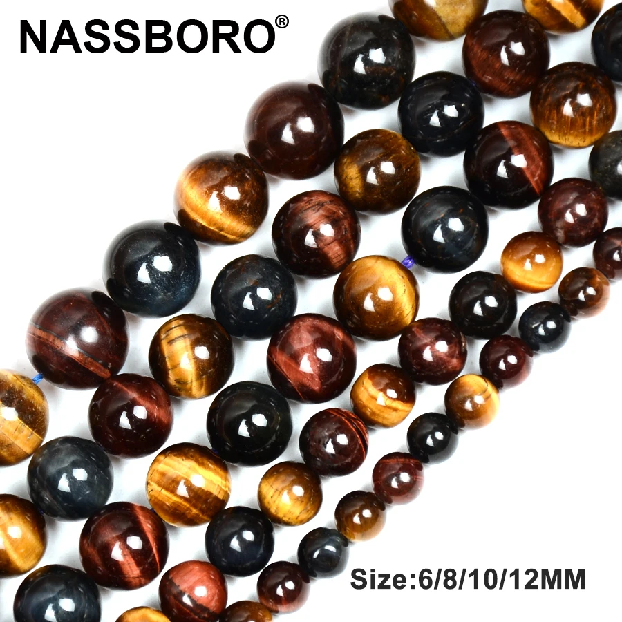 Three Colour Natural Tiger Eyes Stone Beads Charms Spacer Beads for