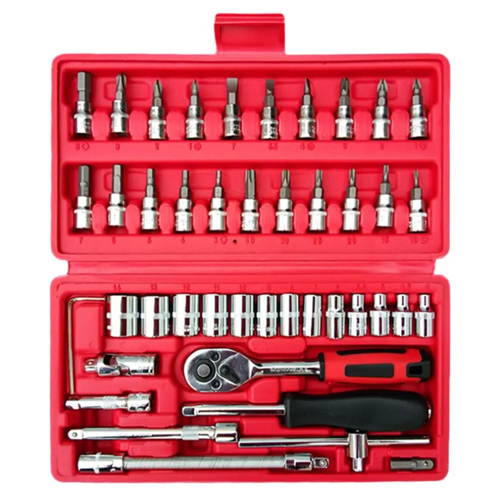 

Cheap New 46pcs/set Micro Standard Deep Metric Inch Assorted Socket Set Ratchet Tool Torque Wrench Set Car Maintenance Tools Hot