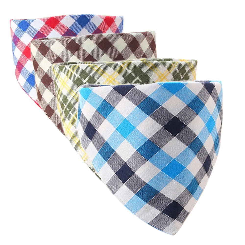 

4 Pcs/Lot Plaid Cotton Gentleman baby boy bandana bibs children's bib baby saliva bibs mom's care bibs bandanas kids scarves