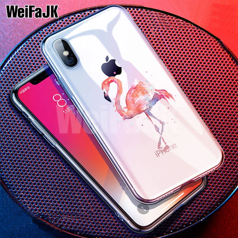 

WeiFaJK Silicone Case For iPhone 7 6 5s For iPhone X Cases Cute Animal Flower Soft TPU Full Cover For iPhone 6 6s 7 8 Plus Case
