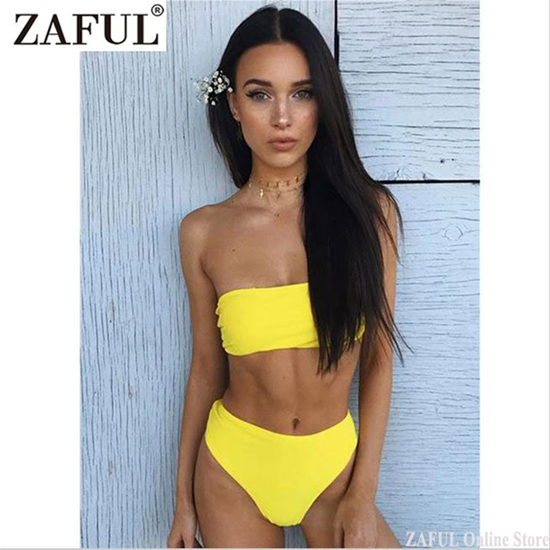 zaful yellow bandeau bikini