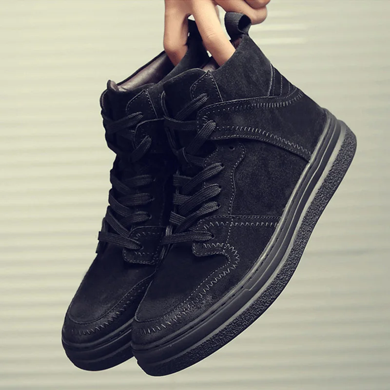 

New 2019 Autumn Early Winter Boots Men Vintage Shoes Cool Young Genuine Leather Mens Boots Male Footwear Black Ankle Boots A1687