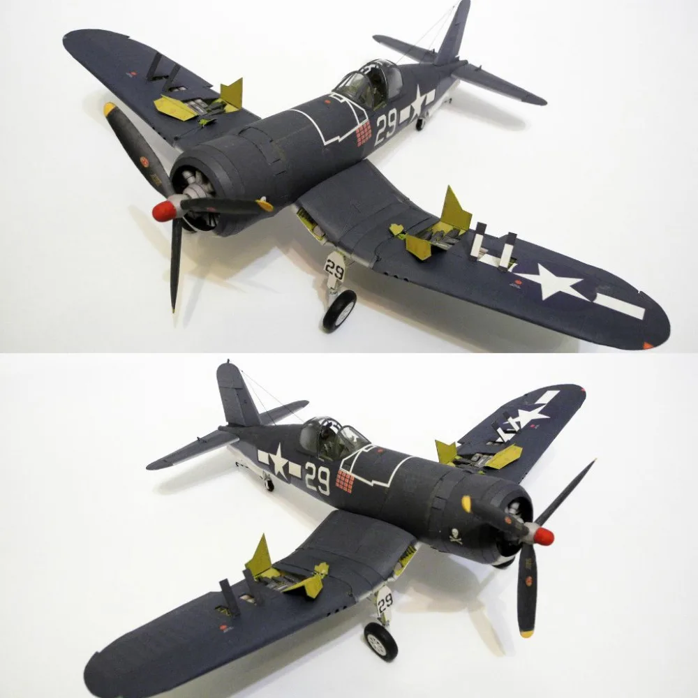 

DIY 3D F4U-1A Fighter Plane Aircraft Paper Model Assemble Hand Work Handmade Kids Toys Gift 1:33