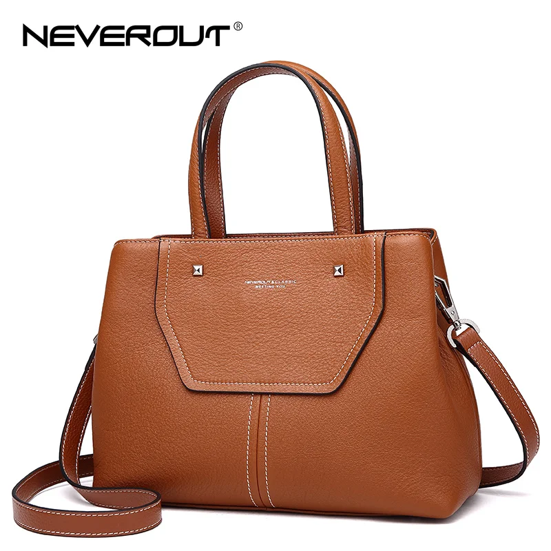 

NEVEROUT Women High Quality Genuine Leather Handbags Tote Ladies Shoulder Bags Ladies Casual Handbag Totes Sac a Main for Woman